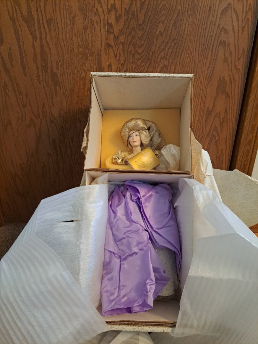 NIB Vntg 1989 Franklin Mint Cinderella's Fairy Godmother Porcelain Doll by Gerda - Picture 5 of 16